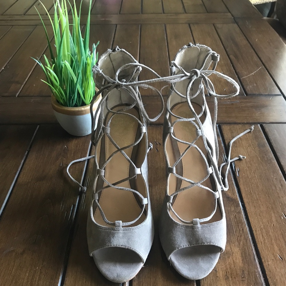 Vince Camuto Taupe Lace Up Heel